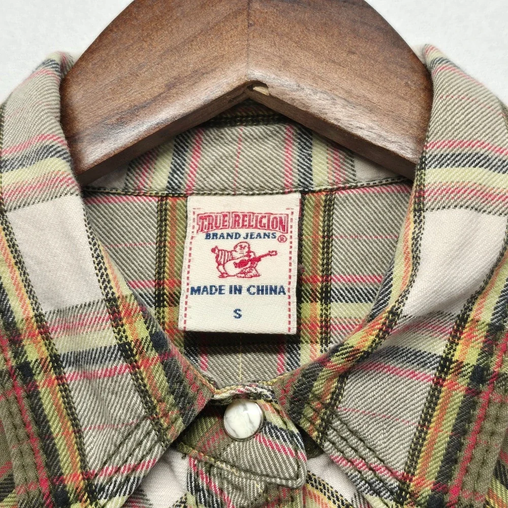 True Religion Women's Pearl Snap Flannel Western Shirt Size Small